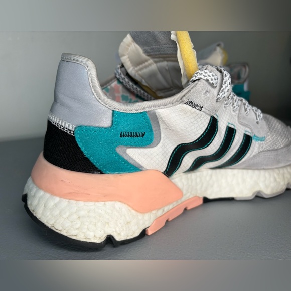 Adidas Men’s Nite Jogger White Hi-Res Aqua Size 12 - Picture 9 of 12